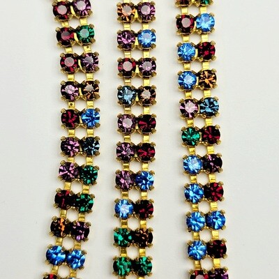 3mm Cup Chain Double - Multi-Color Rhinestone/Brass Base *CLOSEOUT* 3mm Cup Chain Double - Multi-Color Rhinestone/Brass Base *CLOSEOUT*