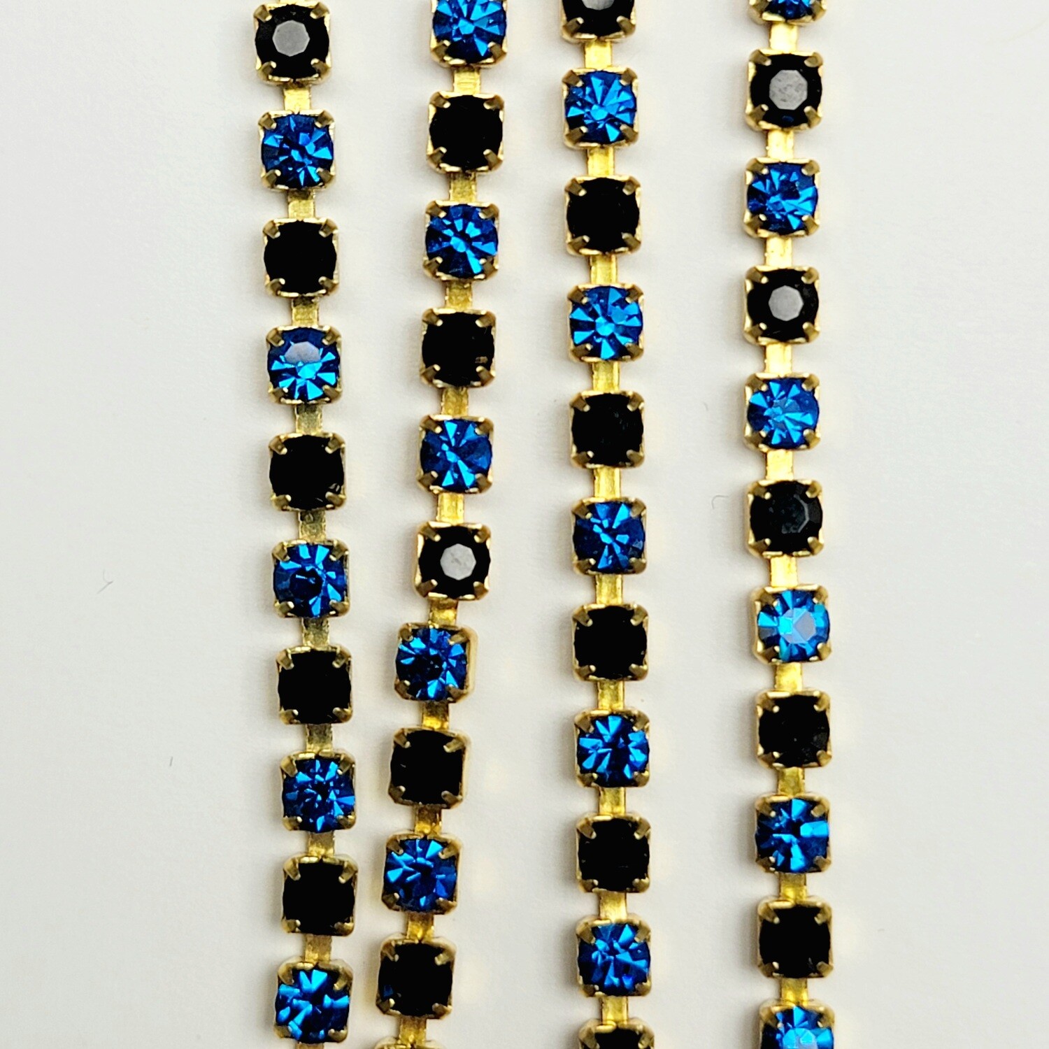 3mm Cup Chain - Blue&Black Rhinestone/Brass Base *CLOSEOUT*