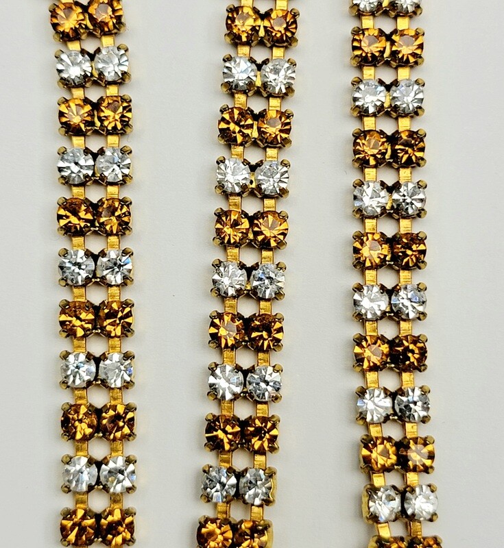 3mm Cup Chain Double - Crystal&Topaz Rhinestone/Brass Base *CLOSEOUT*