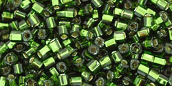 1.5mm Cube Bead - Silverlined Olivine