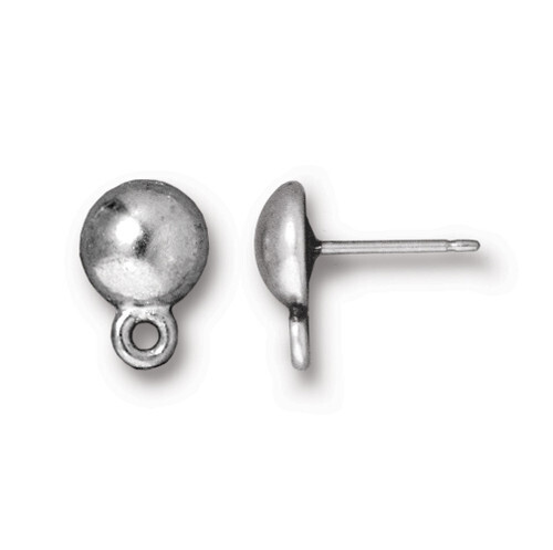 8mm Dome Earring Post White Bronze Plated 8mm Dome Earring Post White Bronze Plated