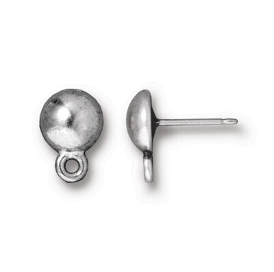 8mm Dome Earring Post White Bronze Plated 8mm Dome Earring Post White Bronze Plated