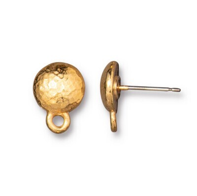 Hammertone Round Earring Posts Gold Plated