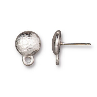 Hammertone Round Earring Post White Bronze Plated Hammertone Round Earring Post White Bronze Plated