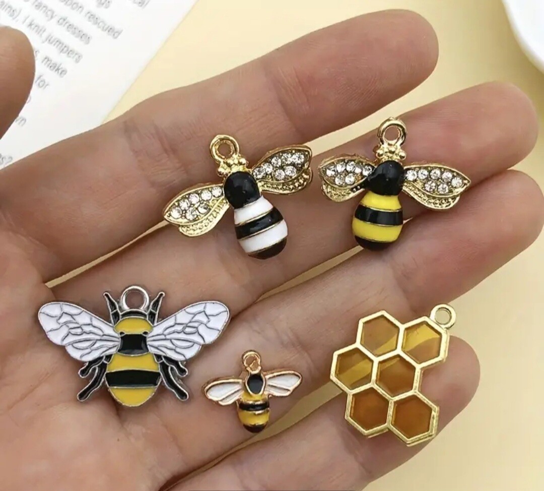Honey Bee Enameled Charms 10pcs