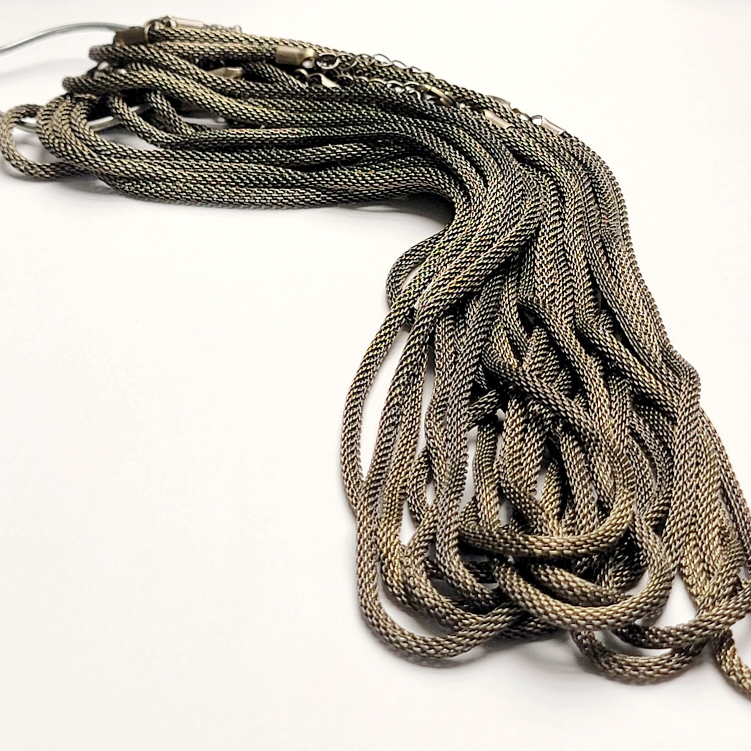 Dark Antique Brass Mesh Necklace 18 Inch with Extender Chain