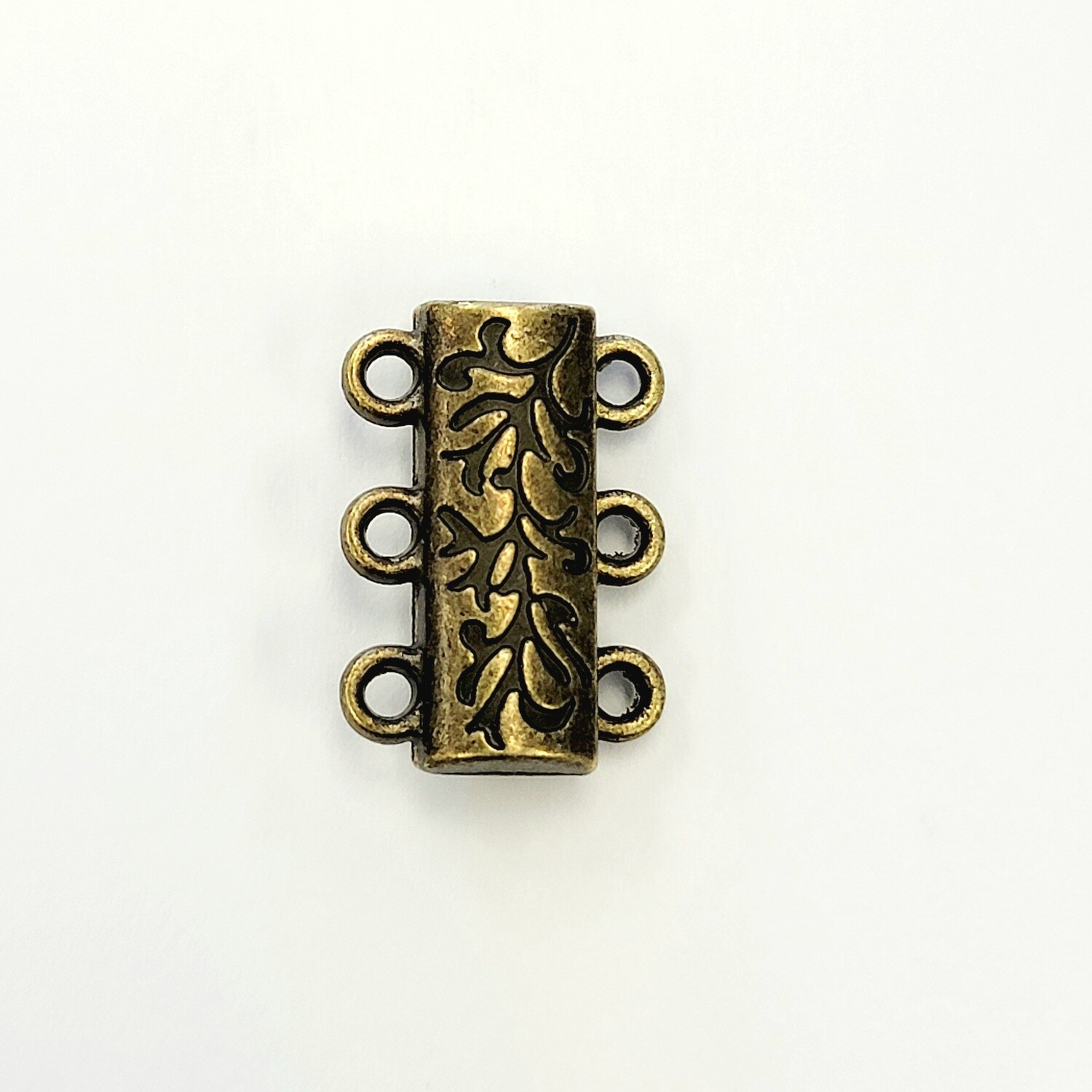 Alloy Magnet Clasp 3-Strand - Antique Brass