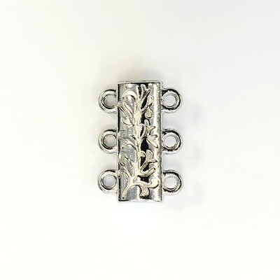 Alloy Magnet Clasp 3-Strand - Silver