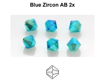4mm PC Blue Zircon AB 2x 30pcs