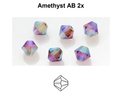 Preciosa Crystal 4mm Bicone Bead - Amethyst AB 2x (24 pieces)