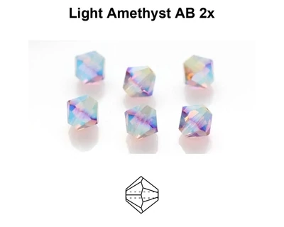 Preciosa Crystal 4mm Bicone Bead - Light Amethyst AB 2x (24 pieces) Preciosa Crystal 4mm Bicone Bead - Light Amethyst AB 2x (24 pieces)