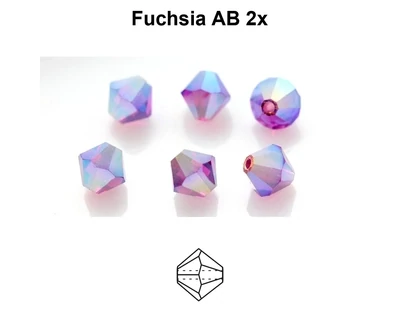 Preciosa Crystal 4mm Bicone Bead - Fuchsia AB 2x (24 pieces) Preciosa Crystal 4mm Bicone Bead - Fuchsia AB 2x (24 pieces)