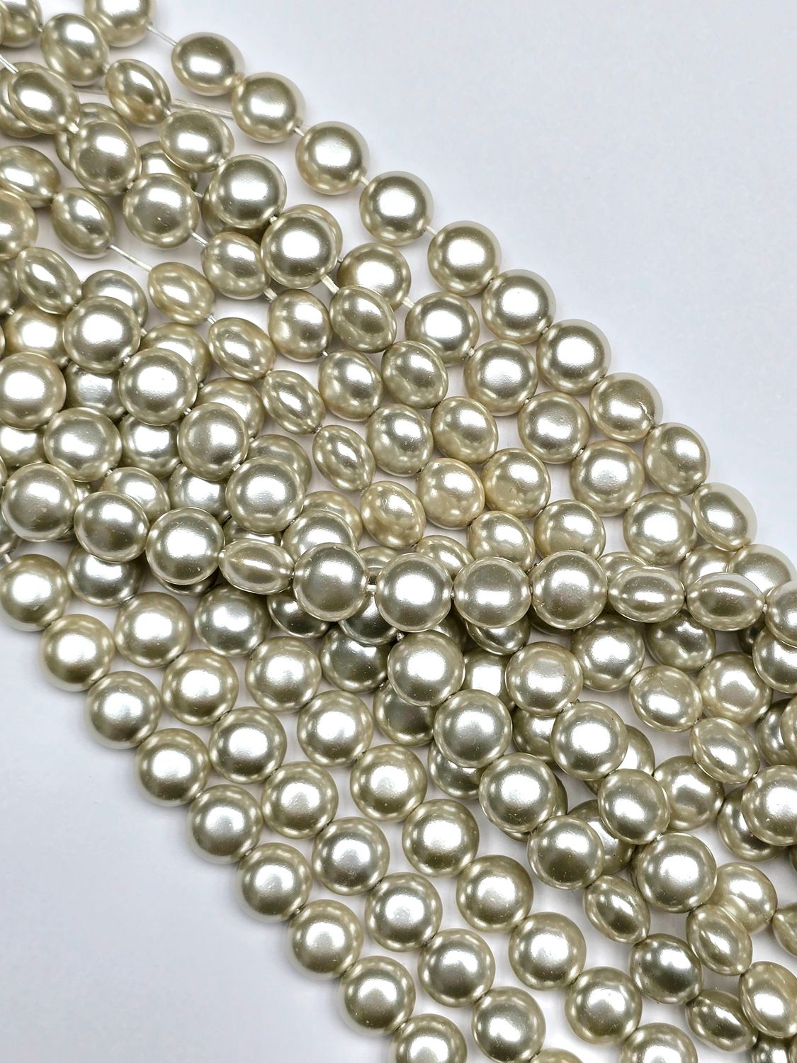 Coin Pearls Czech Glass - SIlver Grey 9x6mm