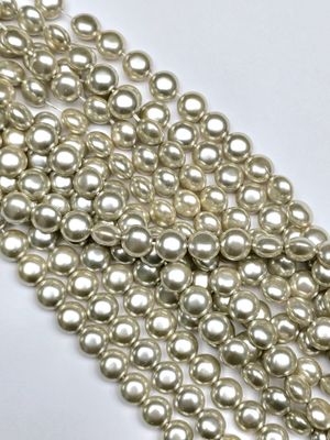 Coin Pearls Czech Glass - SIlver Grey 9x6mm