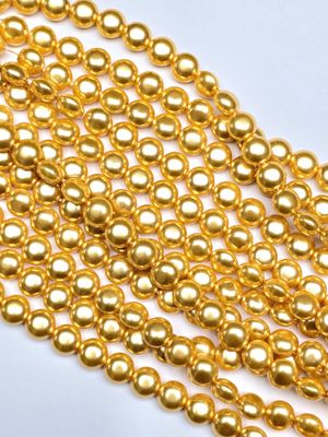 Coin Pearls Czech Glass - Bright Gold 9x6mm