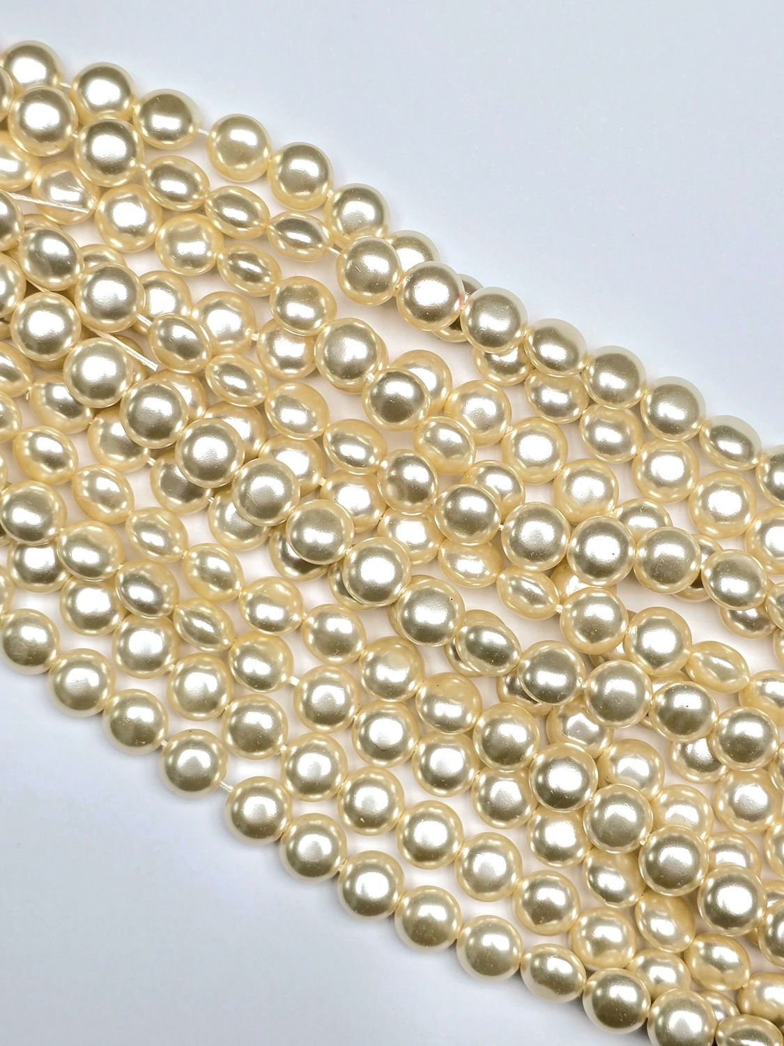 Coin Pearls Czech Glass - Cream 9x6mm