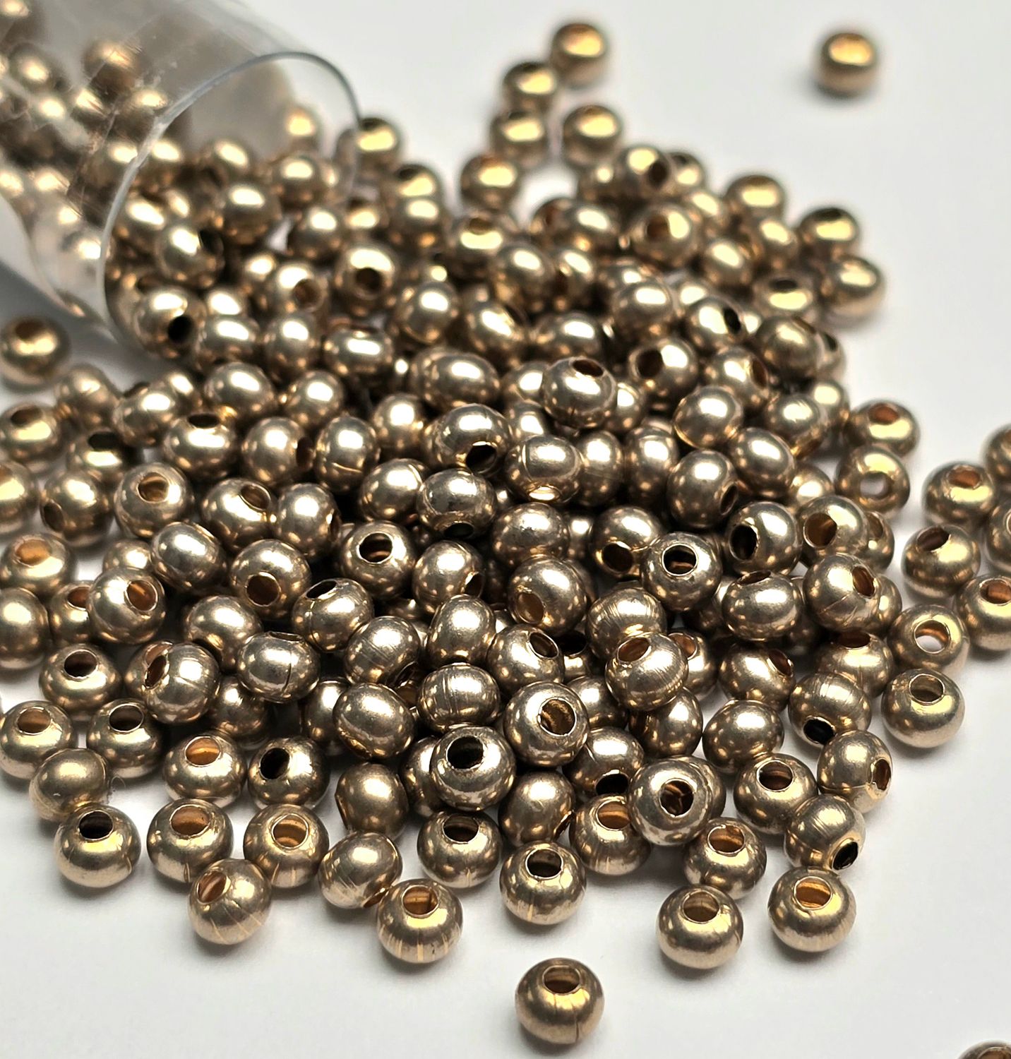 8/0 Metal Seed Beads: Matte 24kt Gold Plated (14 Grams)