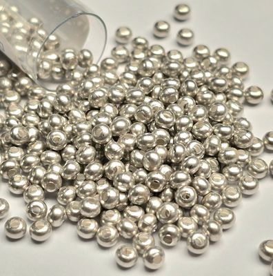 8/0 Metal Seed Beads: Matte Silver Plated