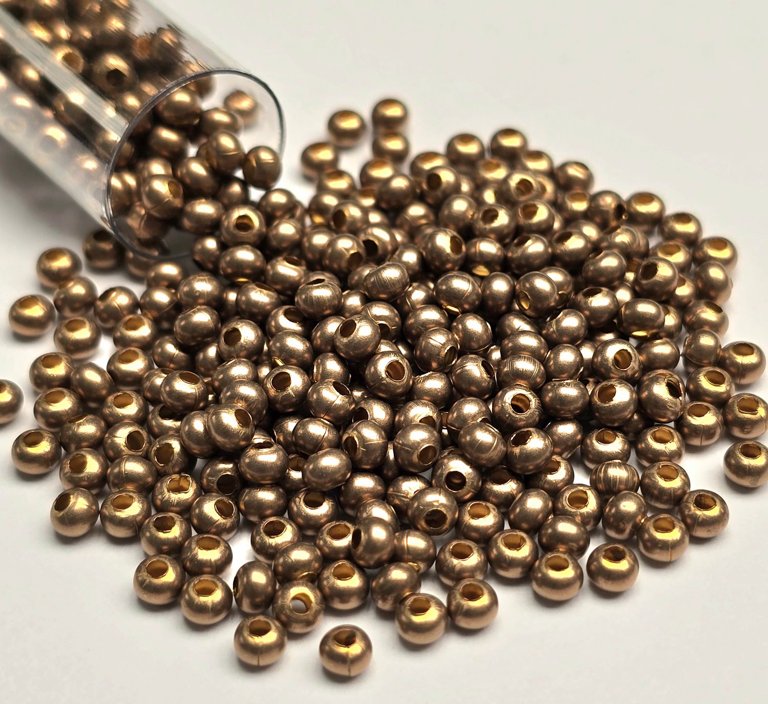 8/0 Metal Seed Beads: Matte Gold Plated