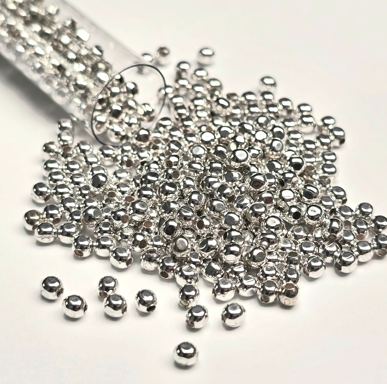 8/0 Hex Metal Seed Beads: Silver Plated (43 Grams)