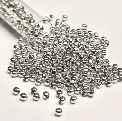 8/0 Hex Metal Seed Beads: Silver Plated (43 Grams)