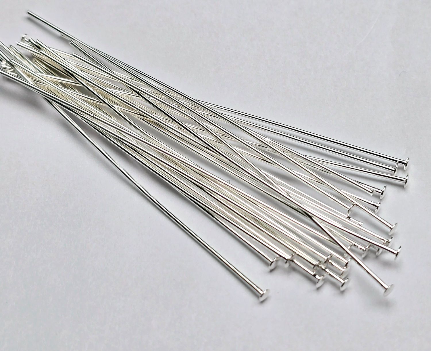 2.25 Inch 21 Gage Headpins Silver Plated