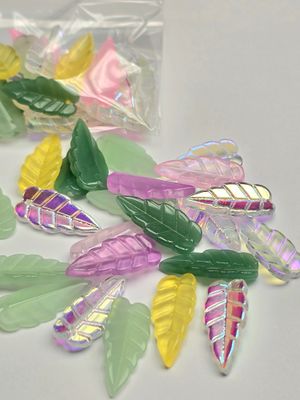 Glass Long Leaf: AB Bead Mix 11x18mm