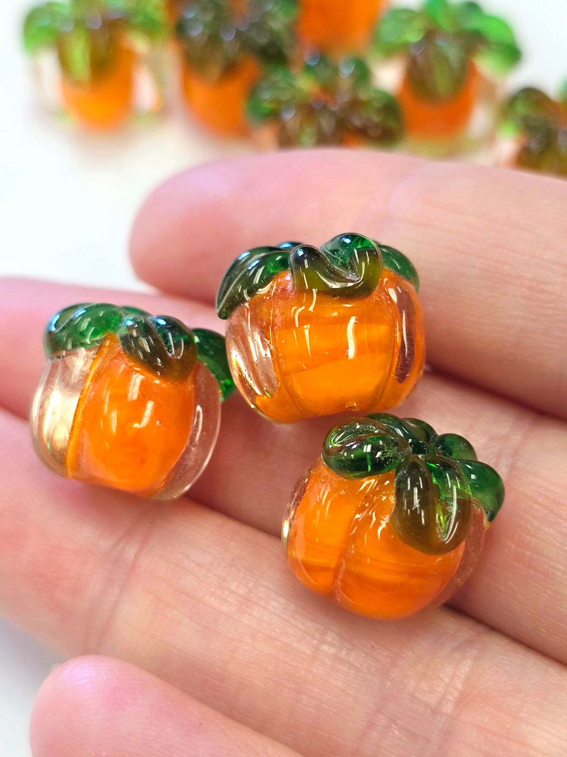 Lampwork Pumpkin Beads (4 piece bag)