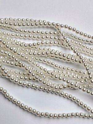 3mm Round Beads: White Pearl