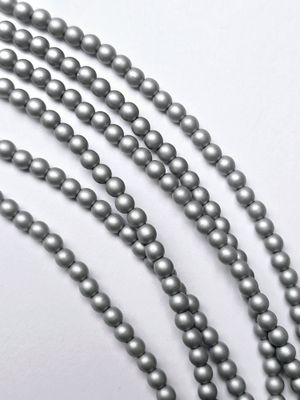 3mm Round Beads: Alabaster Metallic Silver