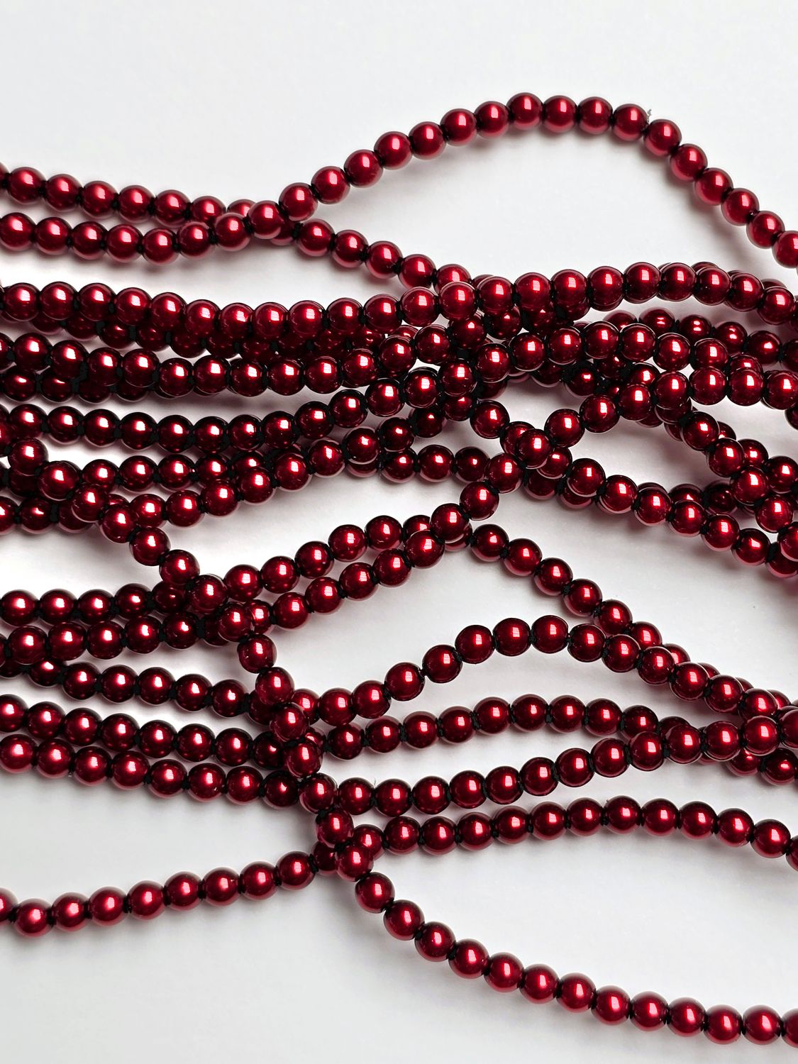3mm Round Beads: Deep Red Pearl