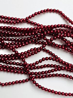 3mm Round Beads: Deep Red Pearl
