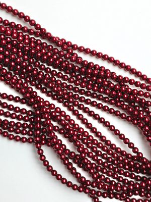 4mm Round Beads: Deep Red Pearl