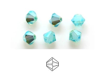 6mm Bicone Crystals: Caribbean Sea AB 2x