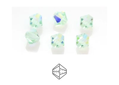 6mm Bicone Crystals: Chrysolite AB