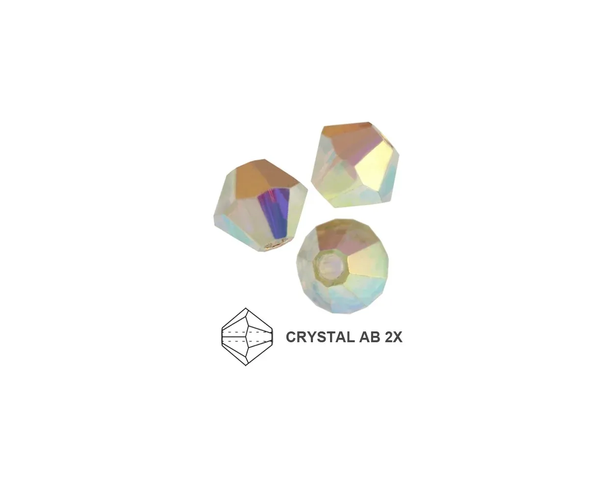 6mm Bicone Crystals: Crystal AB 2x