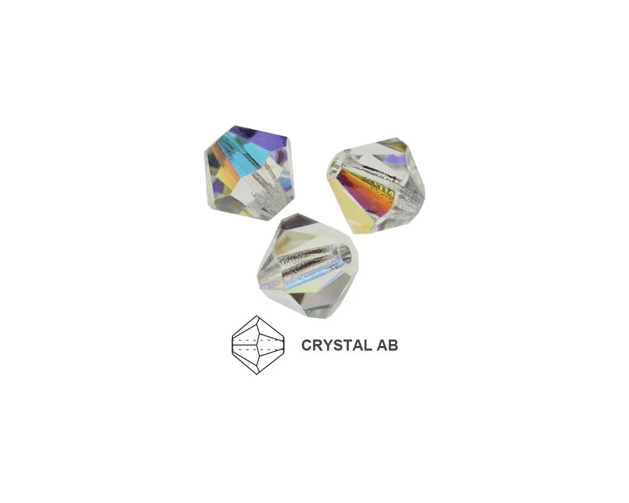 6mm Bicone Crystals: Crystal AB