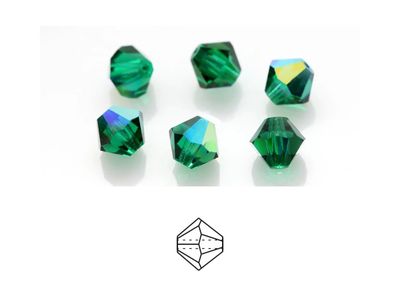 6mm Bicone Crystals: Emerald AB