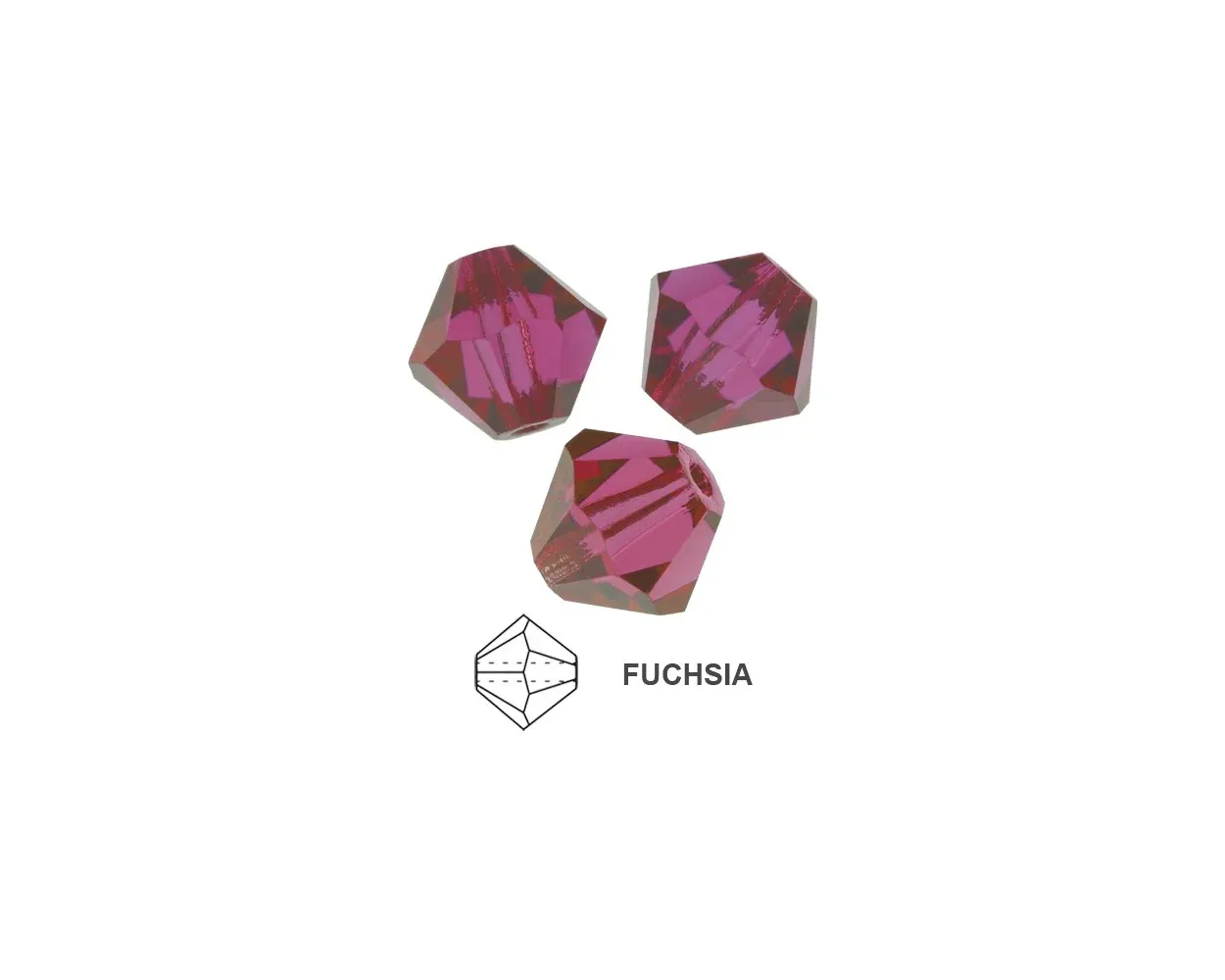 6mm Bicone Crystals: Fuchsia