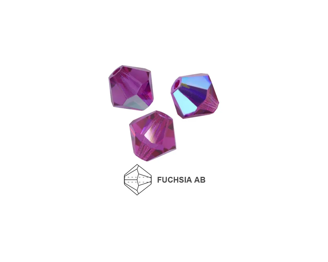 6mm Bicone Crystals: Fuchsia AB