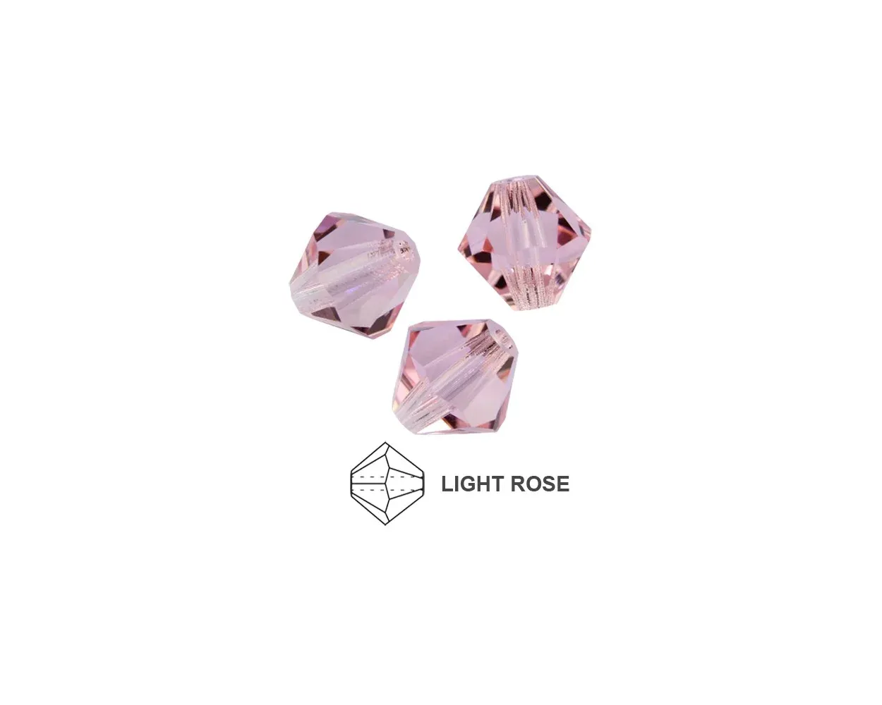 6mm Bicone Crystals: Light Rose