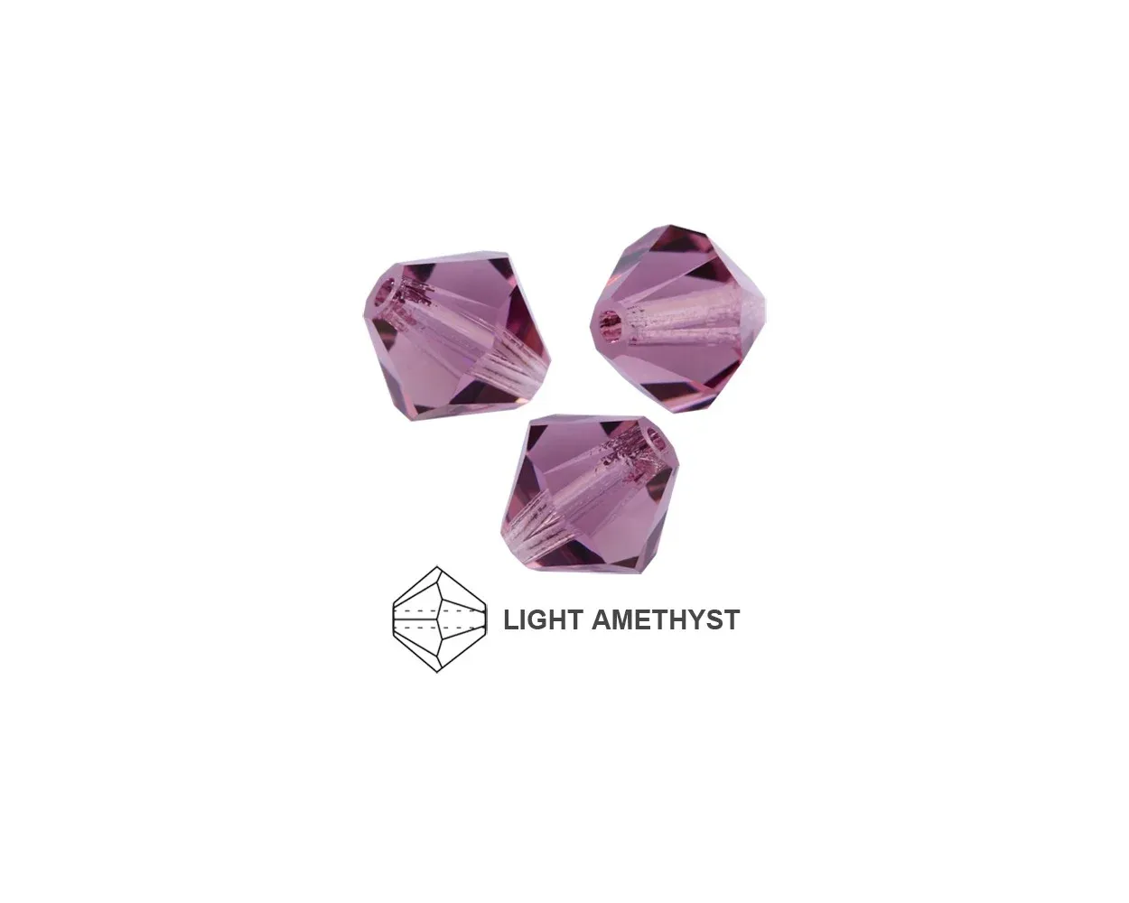 6mm Bicone Crystals: Light Amethyst 