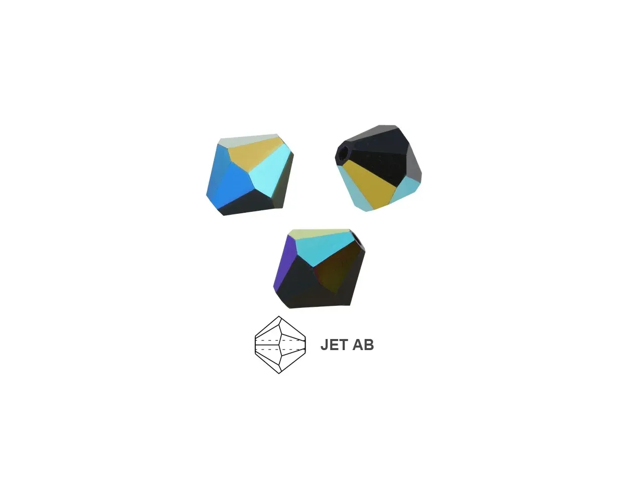 6mm Bicone Crystals: Jet AB
