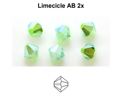 6mm Bicone Crystals: Limecicle AB 2x