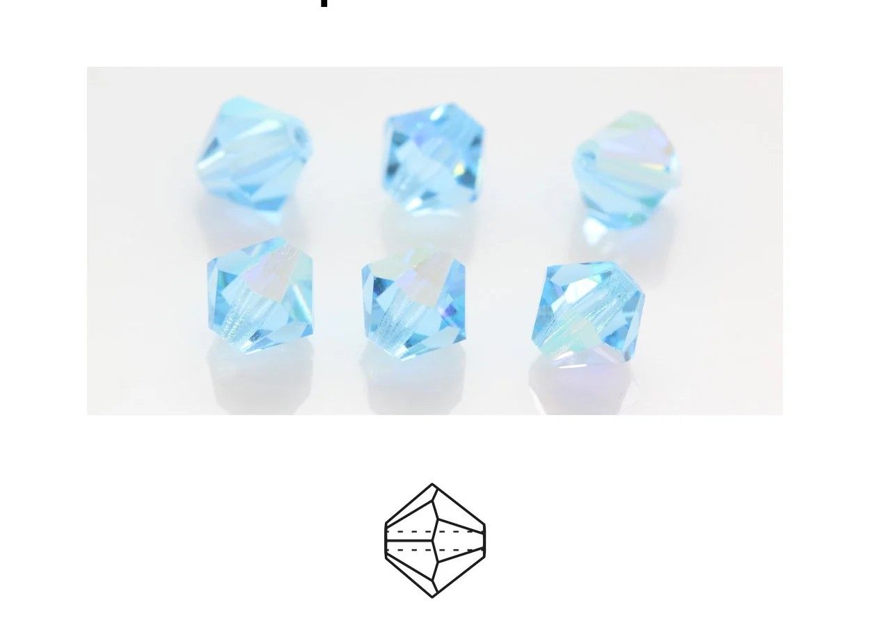6mm Bicone Crystals: Aquamarine