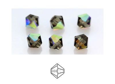 6mm Bicone Crystals: Black Diamond AB