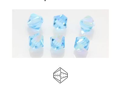 6mm Bicone Crystals: Aquamarine AB