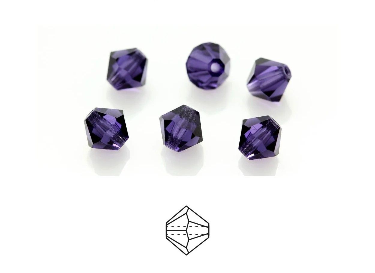 6mm Bicone Crystals: Deep Tanzanite