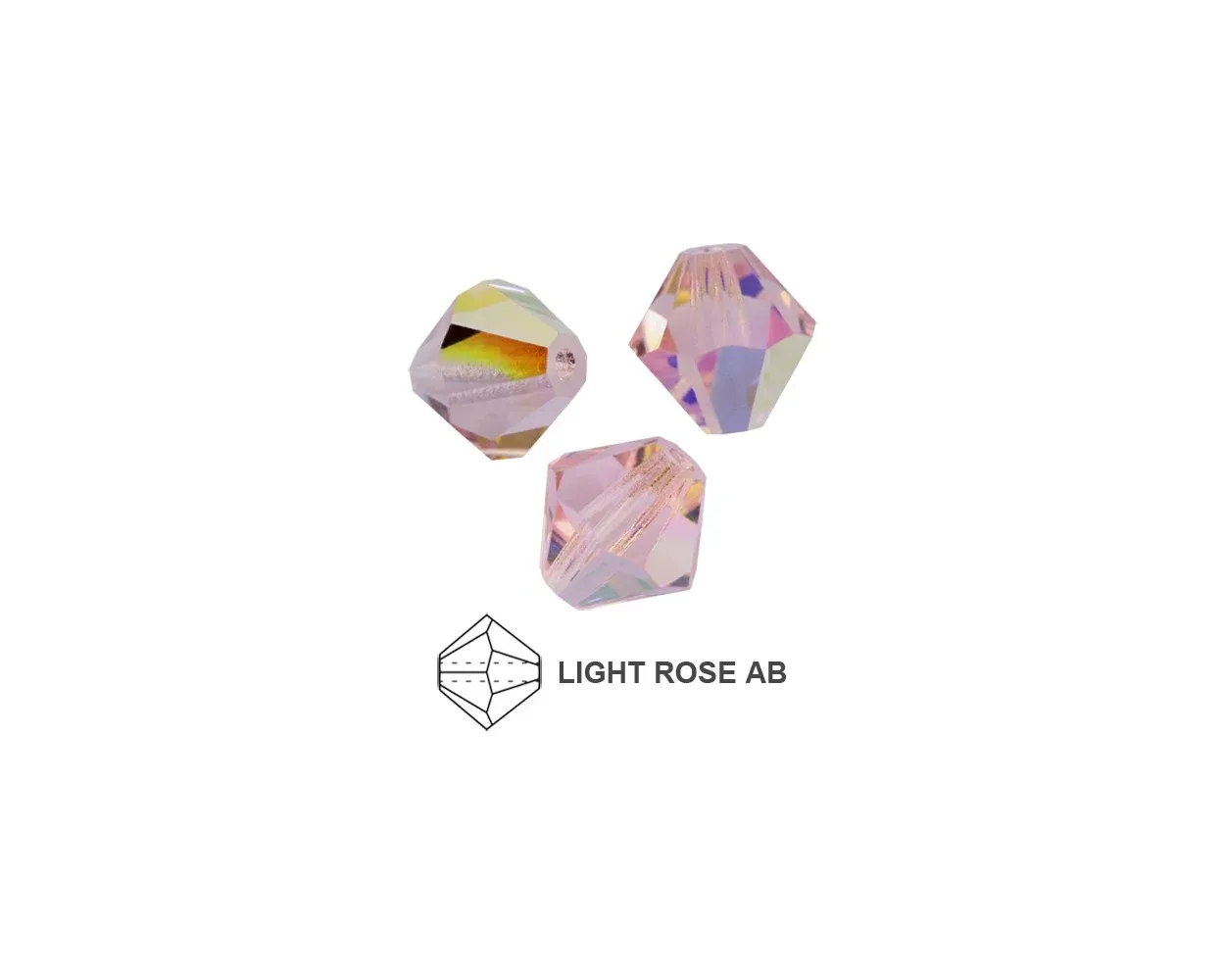 6mm Bicone Crystals: Light Rose AB