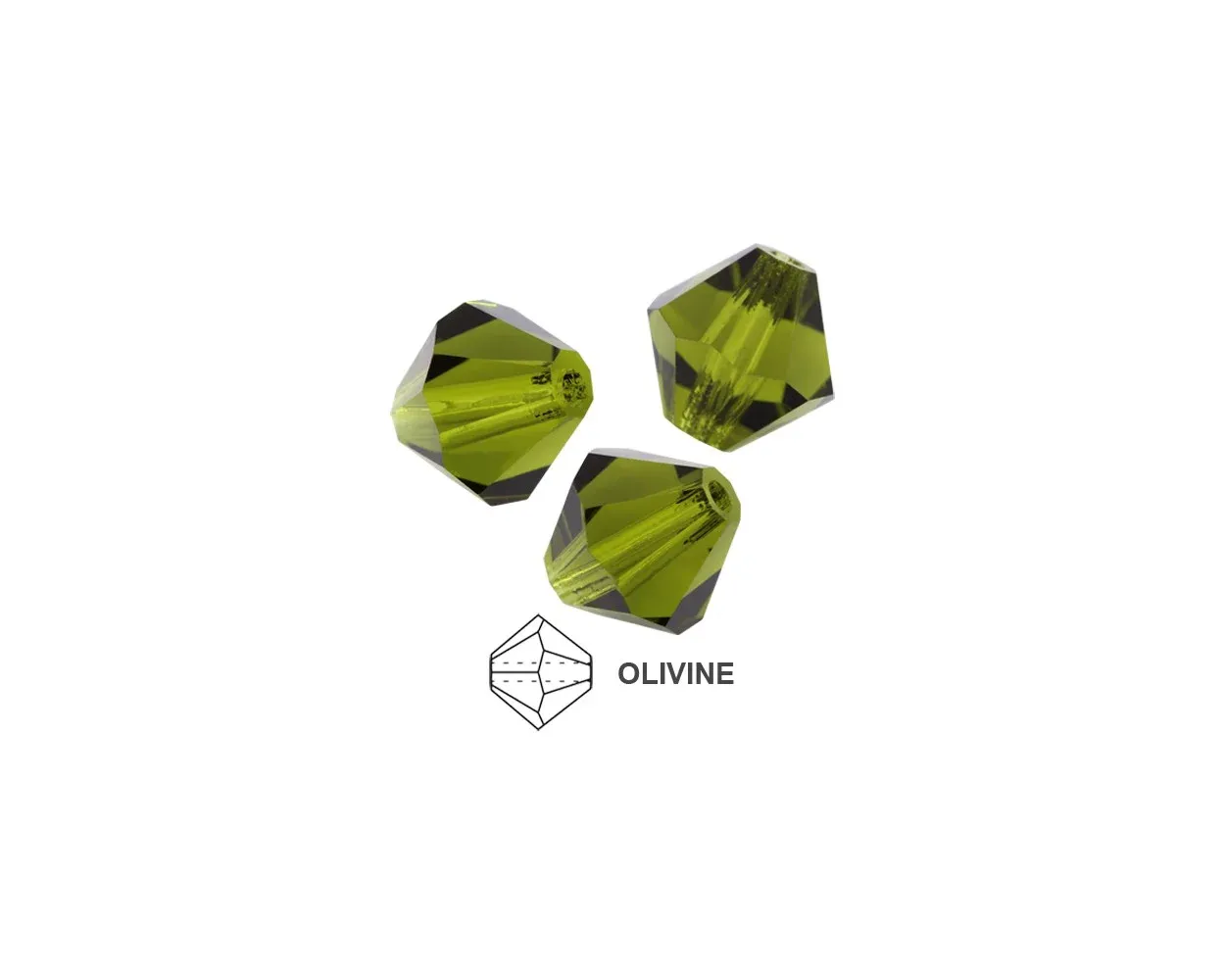 6mm Bicone Crystals: Olivine